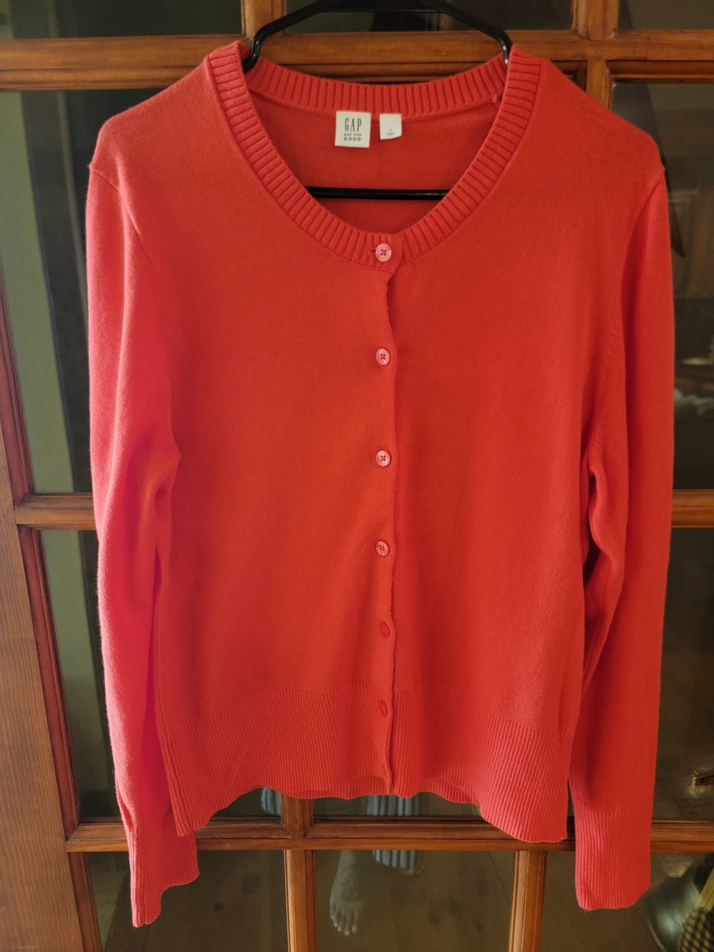 GAP Women's Coral Button-Front Crew Cardigan- NWOT- Large